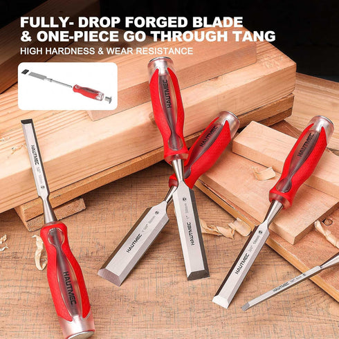 HAUTMEC 3/4" High Impact Wood Chisel for Woodworking, Drop-Forged CRV Steel, Beveled Edge Blade, Ergonomic Handle Wood Chisel for Carpentry,Wood C...