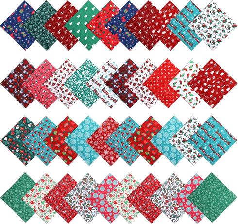 100 Pcs 8 x 8 Inches/ 20 x 20 cm Christmas Fabric Squares Christmas Fabric 25 Different Patterns Fabric Scraps Quilting Craft Fabric Patchwork Fab...