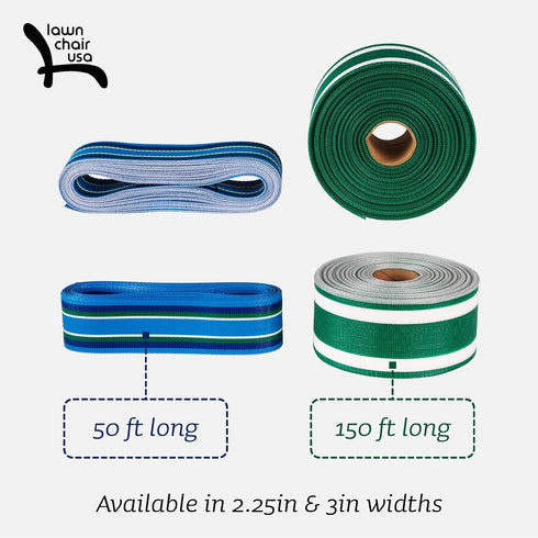 Lawn Chair USA Chair Replacement Lawn Chair Webbing - Webbing for Lawn Chairs. UV-Resistant Straps Made with Durable Polypropylene. Chair Webbing ...