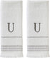 SKL Home Casual Monogram Hand Towel (2-Pack), U, 16x26, White...