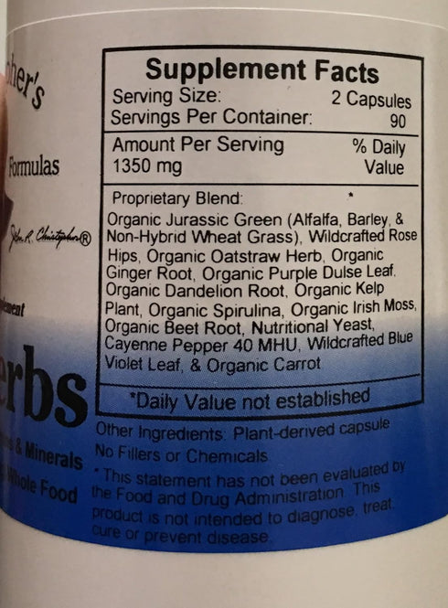 Christopher's Original Formulas Vitalerbs, Nutrient-Rich Herbal Supplement, 180 Veg Caps...