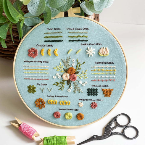 Myfilicity Embroidery Beginners Stitch Practice kit, 3 Embroidery Starter Kits, Learn 30 Different Stitching Techniques for Craft Enthusiasts to H...