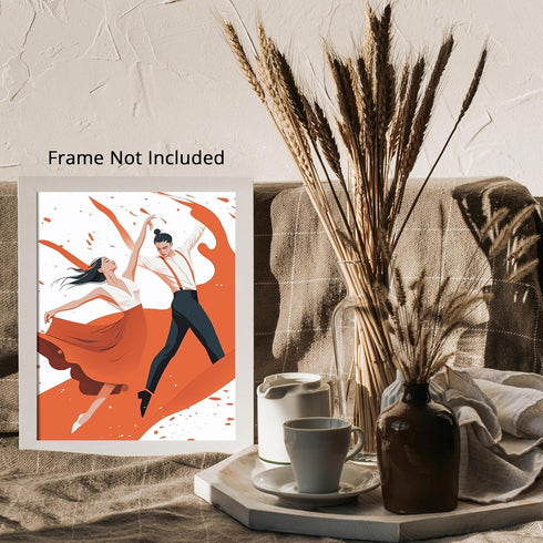 Posterizer 1 pcs-minimalist illustration features two characters mid-dance 2-Sports & Hobby Art-Abstract & Modern Art-Gift for Art Lovers- unframe...
