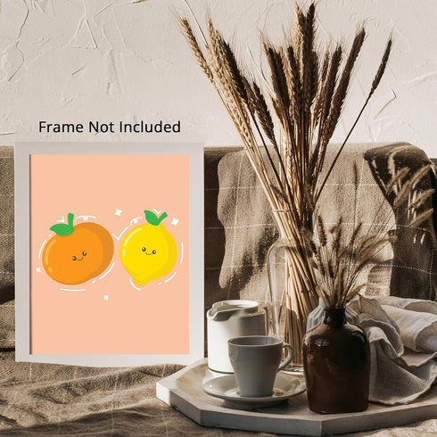 Posterizer 1 pcs-Cute tomato and orange fruit colorful art-Kids Room Art-Kitchen & Bar Art-Gift for Daughter, Son, Kids- unframed wall art...