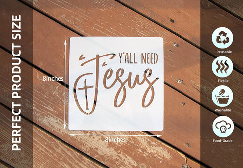 Inspirational Word Stencil Set, 16PCS Christian Faith Stencils with Quotes and Bible Verses, Ideal for Painting on Wood, Canvas, Walls, Furniture,...