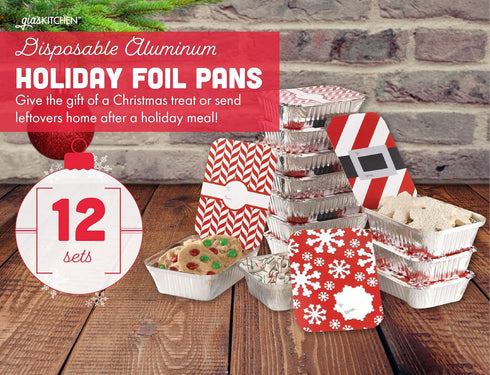 GIA'SKITCHEN Disposable Aluminum Pans with Lids, 24 Piece, Set of 12 - Heavy Duty Foil Pans with Lids Perfect for Leftovers, Holiday Treats, Gift ...