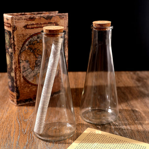 Magic Season Decorative Glass Bottles with Cork Stoppers (12 fl oz. Tapered Bottles / 2 Pcs)...