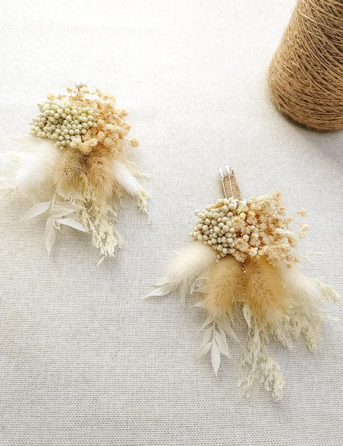 Dried Flowers Boutonnieres Set of 2 for Men Boho Fall Wedding Grooms Buttonhole Rustic Best Man Pampas Grass Dry Flower Decoration (Beige)...