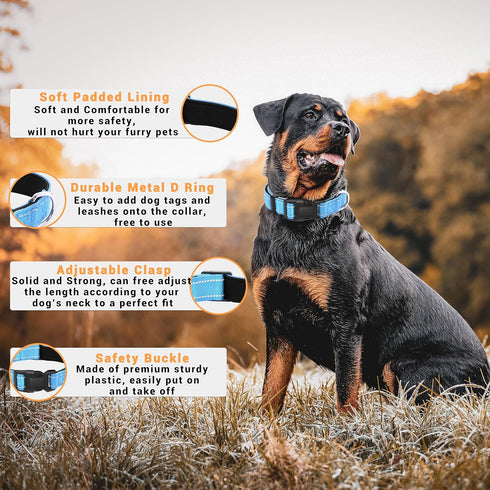 2 Pack Reflective Dog Collar with Safety Locking Buckle, Adjustable Soft Breathable Comfortable Nylon Pet Collar for Small, Medium and Large Dogs,...