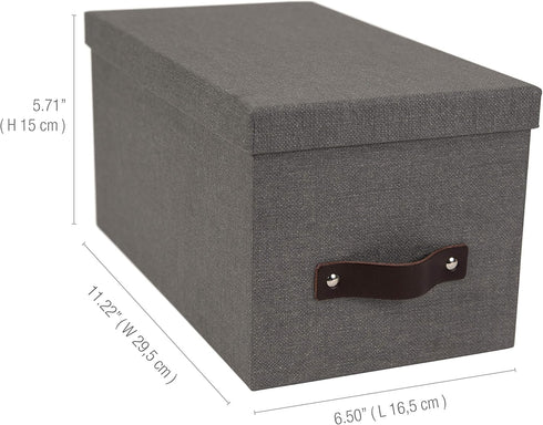 Bigso Silvia Organizational Storage Box with Leather Handle for Shelves and Stacks Easily - Durable and Decorative Storage Boxes with Lids - 5.9 i...