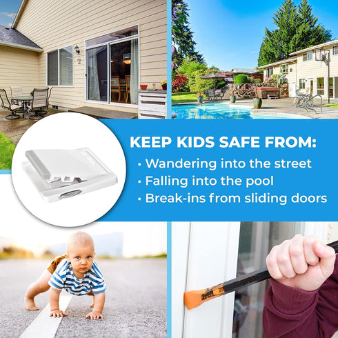 Eco-Baby Sliding Door Lock, 4 Pack Child Proof Safety Window Locks for Glass Doors (Grey)...