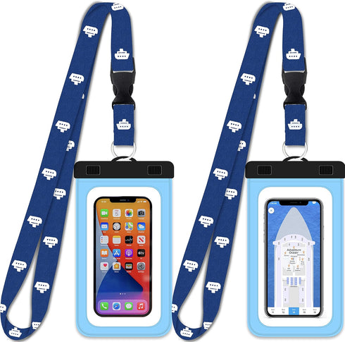 Cruise Lanyards Large Waterproof Cell Phone Pouch Dry Case w/Touch Screen - Screen Size up to 6.5” - for iPhone 15 14 13 12 11 Pro Max XS Plus, Sa...