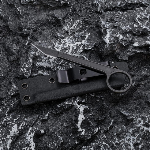 Fixed Blade Knife, 440C Blade Stainless Steel Handle, Tactical EDC Knife with Kydex Sheath, Outdoor survival Knife for Hiking, Camping OS108 (Blac...
