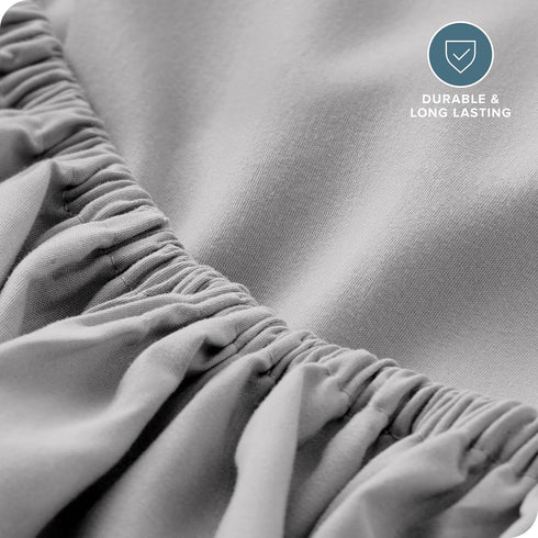 Bare Home Fitted Bottom Sheet Queen - Premium 1800 Microfiber - Ultra-Soft Wrinkle Free - Deep Pocket - Fitted Sheet (Queen, Light Grey)...