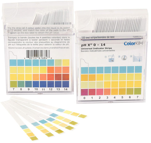 pH Strips, 0-14 Scale, for Testing Water pH, Made of Premium Litmus Paper (100 Strips)...
