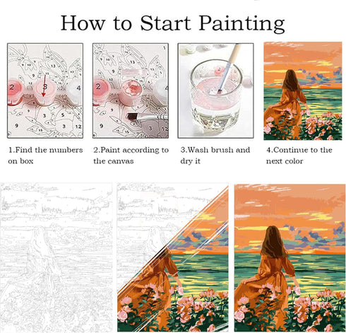 ZRIZQ Paint by Number for Adults Beginners,Paint by Numbers Kits on Canvas,Woman DIY Paint by Numbers for Home Wall Art Decor(12x16Inch)...