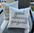 EURASIA DECOR Set of 2 Pcs Hello Handsome Good Morning Gorgeous Embroidered Square Accent Throw Pillow Cover - Gift for Wedding, Couple, Anniversa...