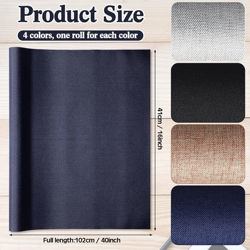 4 Pcs 40 x 16 Inches Book Cloth Bookcover Fabric Surface with Paper Backed Book Binding Cloth Fabric Book Cover for Scrapbooking Album DIY Craft S...