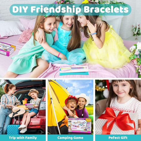 Friendship Bracelet Making Kit for Girls, DIY Braided Rope Kids Jewelry Making Kit Craft Toys for 6 7 8 9 10 11 12 Years Girls, Travel Activity Se...