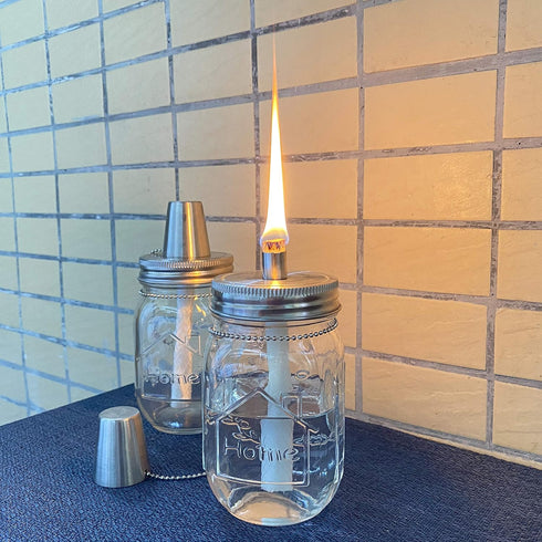 Mason Jar Tabletop Torch Kits,4 Pack Longlife Fiberglass Wicks,Stainless Steel Mason Jar Lids Caps Included,Outdoor Deck Oil Lamp Torch...