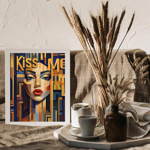 Posterizer 1 pcs-kiss me-modern colorful Valentine's day inspired art -1-Romantic Art-Abstract & Modern Art-Gift for Couples boyfriend girlfriend ...