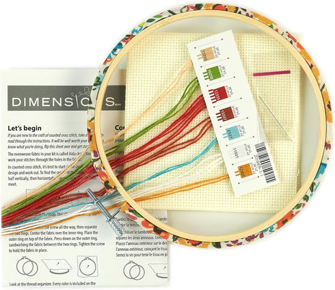 Dimensions Slow Down Counted Cross Stitch Kit for Beginners, 6" Diameter, 5 Piece...