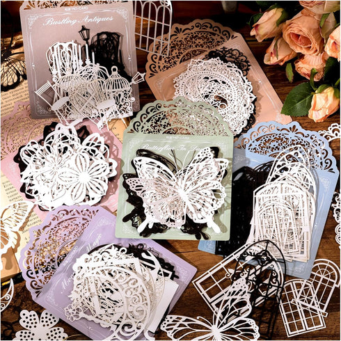 Scrapbook Paper Cutouts for Wedding Scrapbooking Embellishments, 120 Pcs Black and White Collage Materials for Junk Journal Supplies, Card Making,...