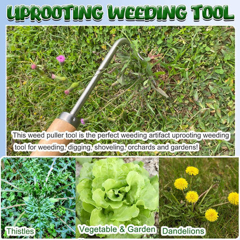 16” Weed Puller Tool & Weeding Artifact Uprooting Weeding Tool Weeder Tool for Yard Long Handle Convenient and Easy to Use, Gardening Hand Weeder ...