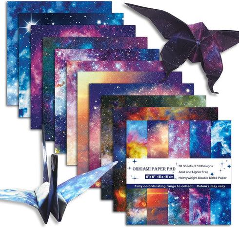 Origami Paper 6x6 Double Sided 50 Sheets 10 Colors origami kit Japanese Chiyo Square Craft Kits Easy Fold Arts Crafts DIY Handwork Beginner Starry...