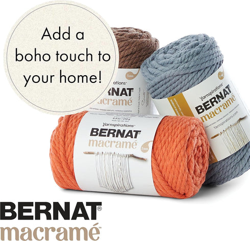 Bernat Macrame Natural Yarn - 3 Pack of 250g/8.8oz - Cotton - #6 Super Bulky - Knitting, Crocheting & Crafts......