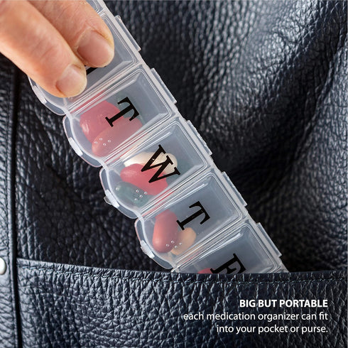 Deke Home - Weekly Pill Organizer (2 Pack), 7 Day Pill Box with Large Compartments & Snap-Shut Lids, Easy Open, BPA Free Plastic Medicine Organize...