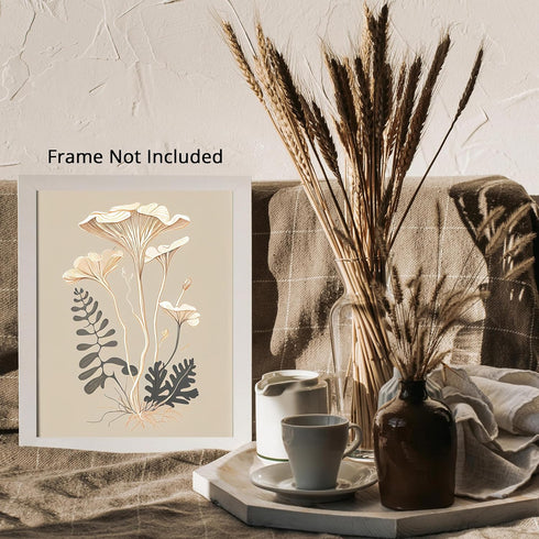 Posterizer 1 pcs-beige surreal delicate mushroom decor-Landscape & Nature Art-Abstract & Modern Art-Chic Home Decor- UNFRAMED Wall Art...