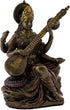 Top Collection Mini Saraswati Statue - Hindu Goddess of Knowledge, Music, Arts, and Wisdom Sculpture in Premium Cold Cast Bronze - 3-Inch Collecti...