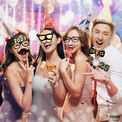KatchOn, New Years Photo Booth Props 2025 - Pack of 35 | New Years Eve Photo Booth Props 2025, New Years Eve Party Supplies 2025 | New Years Photo...