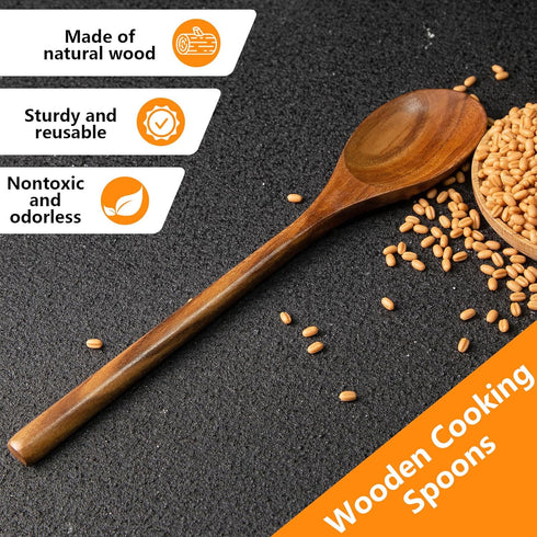 2PCS Wooden Cooking Spoons, Wooden Kitchen Utensil Large Cooking Spoon for Cooking Serving Mixing...