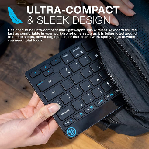 JLab Go Wireless Keyboard, Black, Connect Via Bluetooth or USB Wireless Dongle, Multi-Device Ultra-Compact for a Minimalist or Portable Set-Up (1 ...