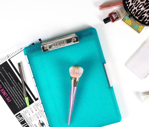 Dexas Slimcase 2 Storage Clipboard with Side Opening, Teal Glitter, Office Supplies Clipboards to Organize, Carry and Store, A4 Holder, Combine St...