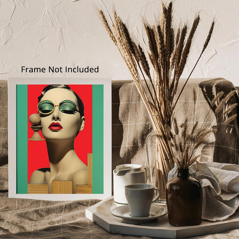 Posterizer 1 pcs-vintage woman with abstract structures collage-Retro Art-Collectibles & Fine Art-Gift for Art Lovers- UNFRAMED Wall Art...