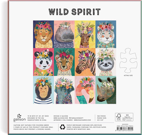Galison Wild Spirit 500 Piece Puzzle from Galison - 20" x 20" Beautifully Illustrated Puzzle, Thick & Sturdy Pieces, Fun and Challenging Activity ...