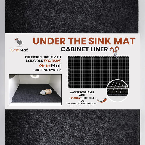GridMat® Under Sink Mat Cabinet Liner, Precision Custom Fit with Exclusive GridMat® Cutting System, Waterproof, Premium Thick, Ultimate Absorption...