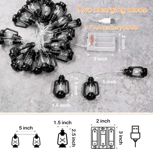 AceList Camping Lantern String Light 30 LED Camping Lights Battery and USB Operated, Happy Camper Mini Kerosene Lamp Perfect for Camping Decoratio...