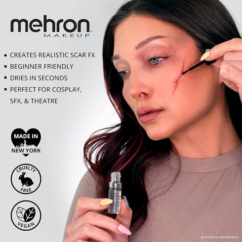 Mehron Makeup Rigid Collodion with Brush | Scarring Liquid | Liquid Scar Makeup | SFX Scar for Film .125 oz (4ml)...