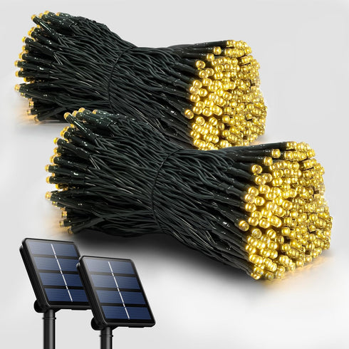 2 Pack Solar String Lights Outdoor, 200 LED Extra-Long 72FT Solar Powered Lights with 8 Lighting Modes, Waterproof Outdoor Lighting Decoration for...