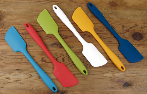 RSVP International Ela Series Heat Resistant Cooking & Baking Strong Silicone Wrapped Steel Rubber Scraper, Spatula, 11x2, White...