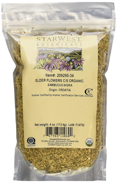Elder Flowers Cut & Sifted Organic - 4 Oz,(Starwest Botanicals)...