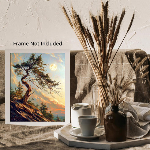 Posterizer 1 pcs-oil painting style art-mystical tree on mountain 1-Landscape & Nature Art Gift for Men Women Entrepreneur Teens Decor for Home ...