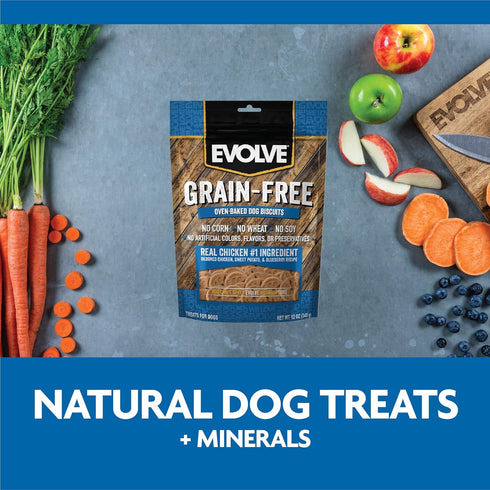 Evolve Pet Food Grain Free Deboned Chicken, Sweet Potato and Blueberry Dog Biscuits 12-Ounce...