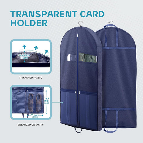 Garment Bags for Travel and Closet Storage with Zipper Pocket, Heavy Duty Waterproof Hanging Suit Bag with Handles for Suits, Coats, Jackets, Shir...