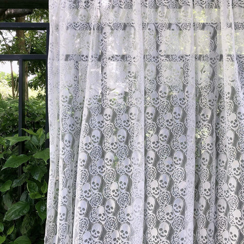 White Lace Fabric, Soft and Durable Lace Fabric by The Yard, 59 x 72 Inches Skull Rose Pattern Lace, Garment Sewing Fabric, 2 Yards DIY Craft Lace...