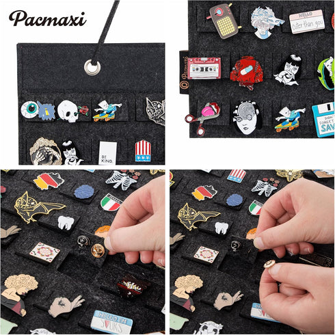PACMAXI Hanging Brooch Pin Organizer, Display Pins Storage Case, Brooch Collection Storage Holder, Holds Up to 96 Pins.(Not Include Any Accessorie...